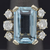 Vintage 14K White Gold 13.9 Ct Aquamarine & 1.73 TCW Diamond Cocktail Ring