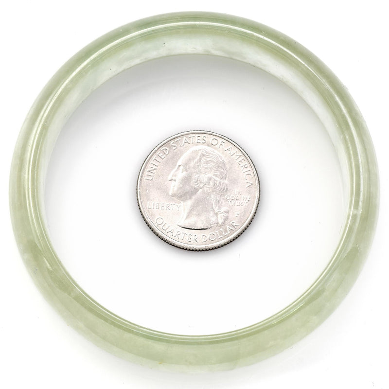 Vintage Translucent Green Jade Wide Bangle Bracelet