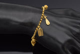 Vintage 24K Gold Teapot, Bell, Cage, Pipa, Abacus, Pagoda, Iron Charms Bracelet