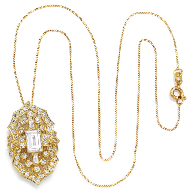 Vintage 18K Yellow Gold 2.79 TCW Diamond Pendant Necklace
