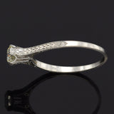 Antique 14K White Gold 0.40 Ct Old Euro Diamond Solitaire Band Ring