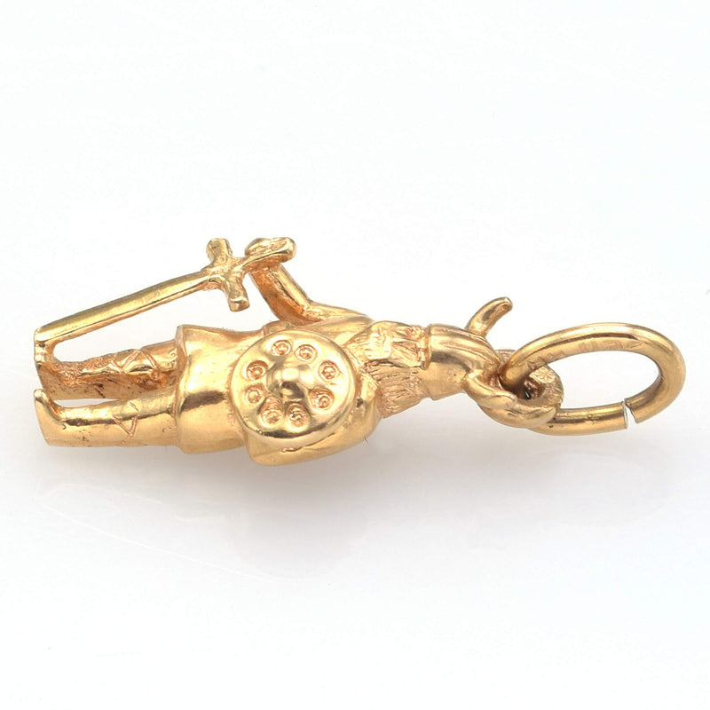 Vintage 14K Yellow Gold Viking Warrior Man Charm Pendant