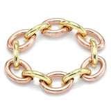 Vintage 14K Yellow & Rose Gold Large Oval Link Bracelet