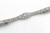 Vintage 10K White Gold Diamond Filigree Bracelet