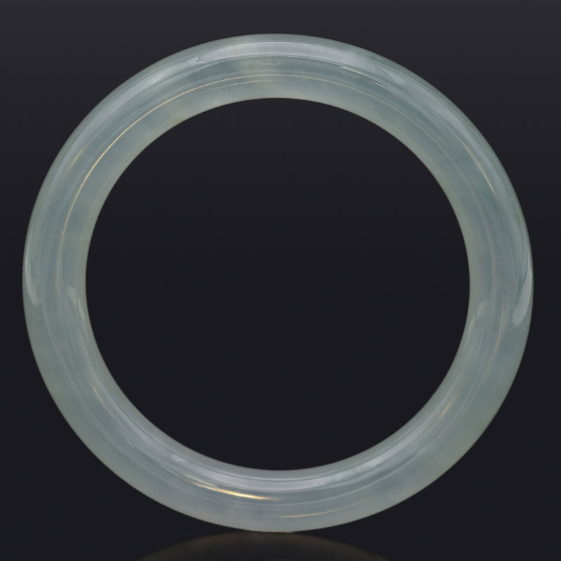 GIA Certified Translucent Bluish Green Jadeite Jade Bangle Bracelet