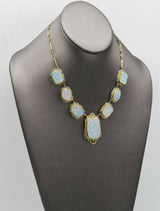 Antique 14K Yellow Gold Victorian Enamel Opal Necklace