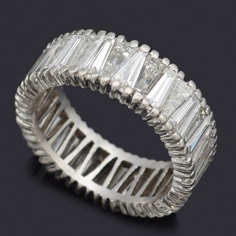 Vintage Platinum 5.40 TCW Diamond Baguette Eternity Band Ring