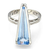 Vintage 14K White Gold 4.66 Ct Blue Spinel Triangle Geometric Cocktail Ring