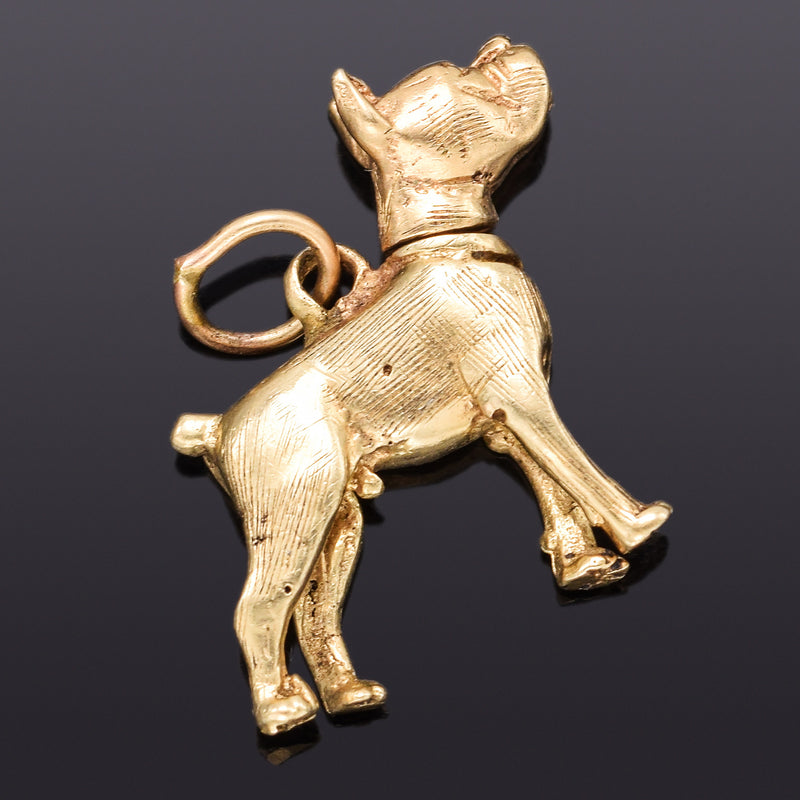 Vintage 14K Yellow Gold Boxer Dog Bobble Charm Pendant 3.7 Grams