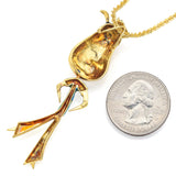 Vintage Italy 18K Yellow Gold Sapphire Enamel Cartoon Figurine Pendant Necklace