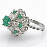 Vintage Platinum 2.09 TCW Emerald & 3.36 TCW Diamond Cocktail Ring