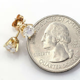 Vintage 14K Yellow Gold 1.12 TCW Diamond Round Solitaire Stud Earrings G/H