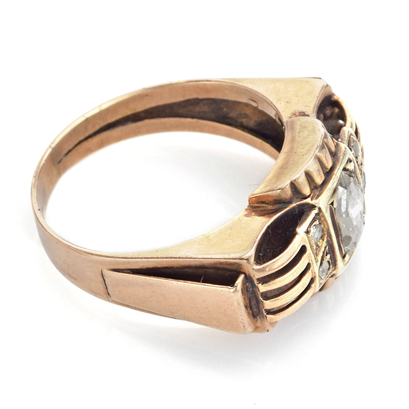 Antique 19th Century 14K Yellow Gold 0.69 TCW Rose Cut Diamond Band Ring