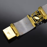Vintage 14K Yellow Gold Lavender & Red Jade Wide Link Bracelet