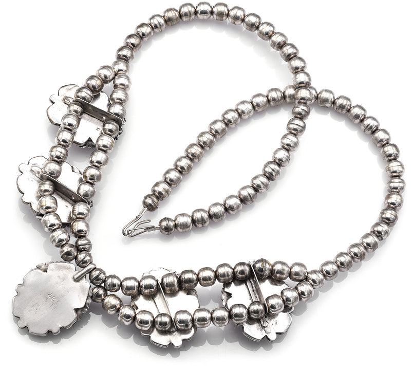 Vintage Sterling Silver Rhodochrosite Southwestern Navajo Pearl Necklace