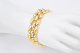 Estate 18K Yellow Gold 3-Row 18.5 mm Panther Chain Chunky Bracelet + Case