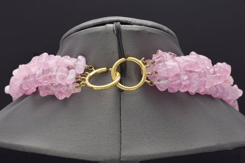 Tiffany & Co Paloma Picasso 18K Gold Rose Quartz Beaded Multi-Strand Necklace