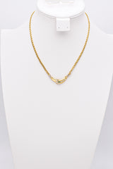Vintage 18K Yellow Gold Emerald & CZ Pendant Necklace 17 Inches