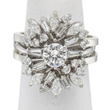 Vintage Platinum & 14K Gold 2.57 TCW Diamond Enhancer Guard Ring Set