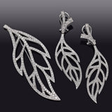 Vintage 18K White Gold 6 TCW Diamond Pendant Brooch & Drop Earrings Set G/H VS