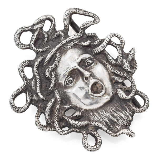 Vintage Sterling Silver Head of Medusa Belt Buckle 71.2 x 59.5 mm