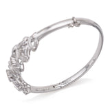Vintage 18K White Gold 2.17 TCW Diamond Swirl Hinged Bangle Bracelet + Box