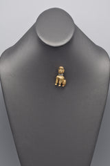 Vintage 14K Yellow Gold Emerald & Diamond Poodle Dog Brooch Pin