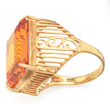 Vintage 18K Yellow Gold 12.80 Ct Mandarin Orange Sapphire Cocktail Ring