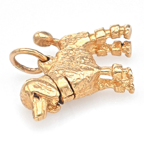 Vintage 14K Yellow Gold Moveable Poodle Dog Charm Pendant