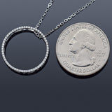Estate 18K White Gold Diamond Open Circle Pendant Slider Necklace 3.8 Grams 16"