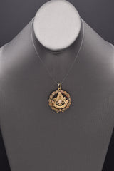 Antique C.G. Braxmar Co 14K Yellow Gold Moonstone Large Masonic Pendant 11.6 Gr