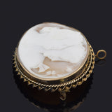 Antique 10K Yellow Gold Oval Cameo Shell Pendant