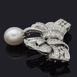 Vintage 18K Gold Sea Pearl & 3.28 TCW Diamond Interchangeable Brooch Pendant