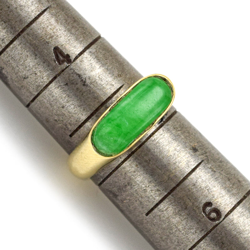 Vintage 14K Yellow Gold Green Jade Saddle Band Ring 3.3 Grams Size 4.75