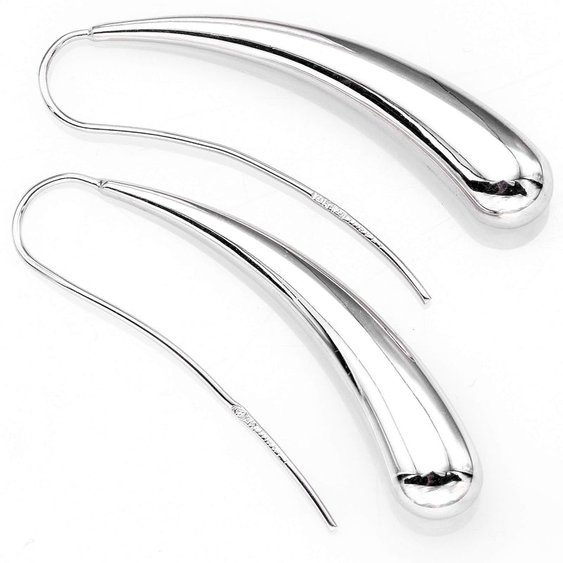 Estate 14K White Gold Long Teardrop Threader Earrings