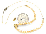 Antique 14K Yellow Gold Sea Pearl Pendant Beaded Chain Necklace