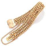Antique Victorian 14K Gold Three-Row Cuban Link Wide Chain Bracelet 30.7 Grams