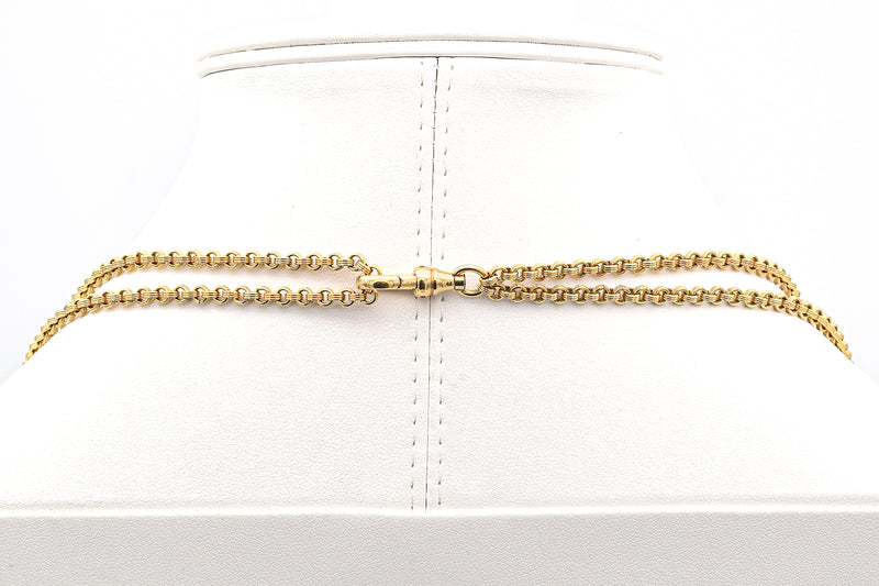 Antique 14K Gold Black Enamel Braided Hair Mourning Pendant On GF Chain Necklace