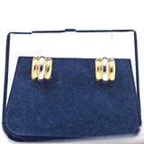 Vintage Italian 18K Yellow & White Gold Ribbed Omega Back Drop Earrings