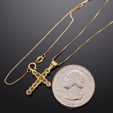 Vintage 14K Yellow Gold 0.44 TCW Diamond Cross Pendant Necklace 3.4 Grams 19.5"