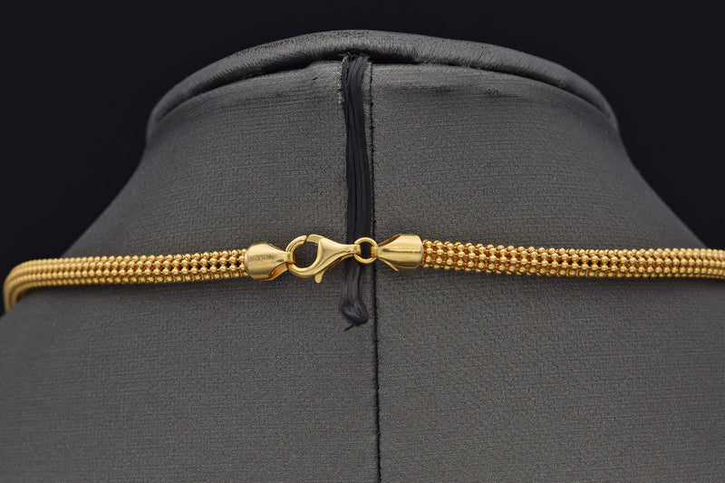 Vintage B&M Italy 14K Yellow Gold 4 mm Popcorn Chain Necklace 18 Inches
