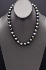 Vintage Sterling Silver Genuine South Sea Pearl Beaded Stand Necklace +Box 95.7G