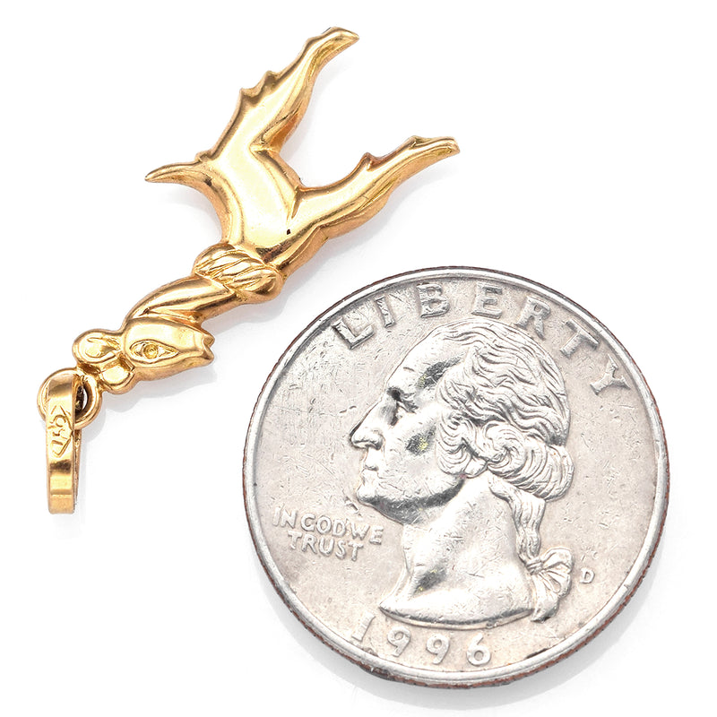 Vintage 18K Yellow Gold Deer Animal Charm Pendant
