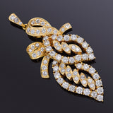 Vintage 18K Yellow Gold 1.85 TCW Diamond Leaf Pendant F/G VS