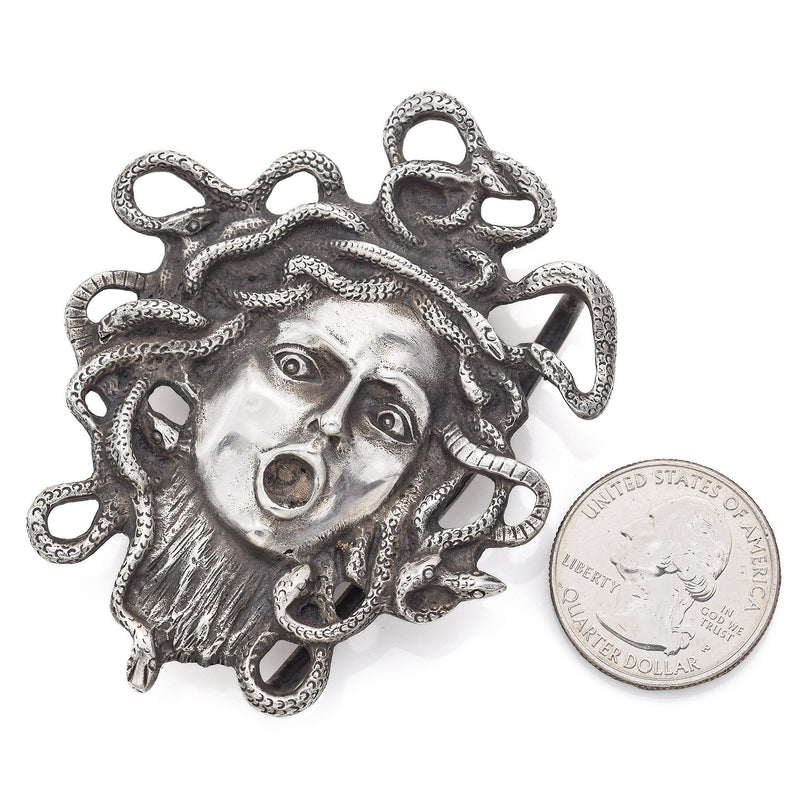 Vintage Sterling Silver Head of Medusa Belt Buckle 71.2 x 59.5 mm