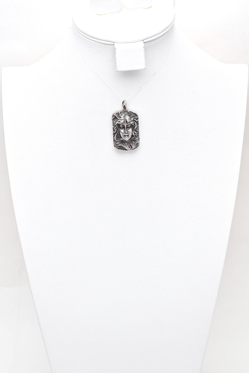 Vintage Henryk Winograd HW 999 Fine Silver Repoussé Woman Maiden Pendant
