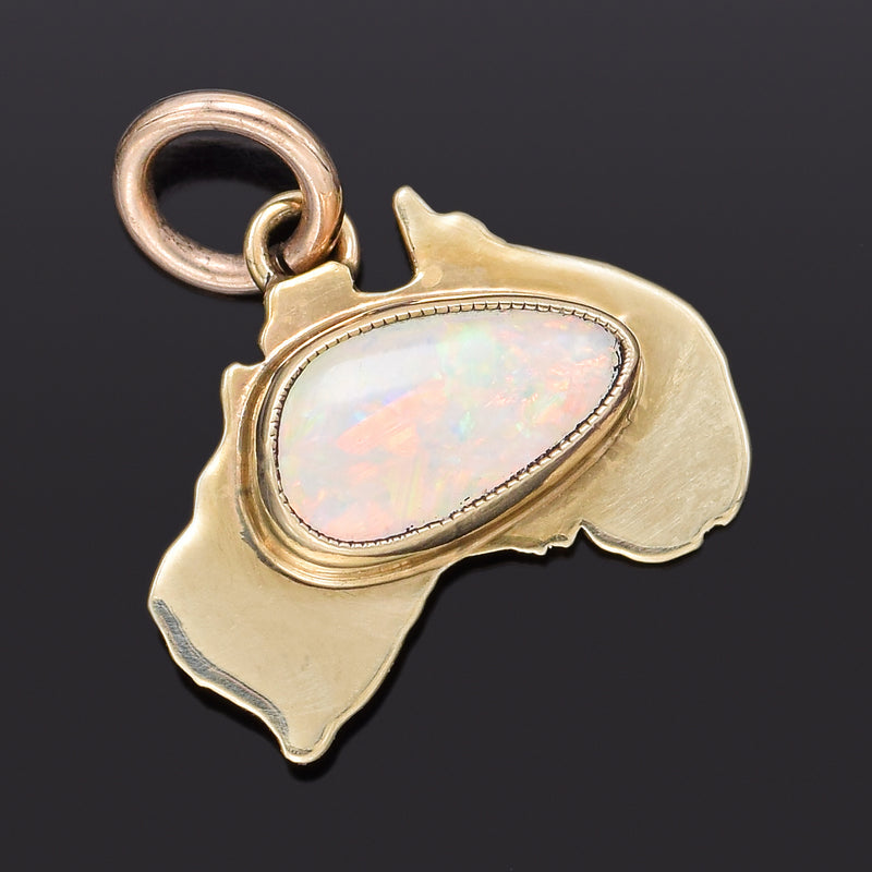 Vintage 9K Yellow Gold Opal Charm Pendant 1.0 Grams