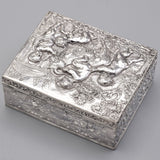 Antique 800 Silver Victorian Cherub & Goat Etched Case Box