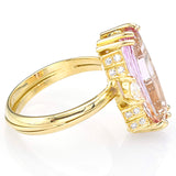 Vintage 18K Yellow Gold Pink Tourmaline & Diamond Cocktail Ring