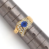 Vintage 14K Yellow Gold 1.09 Ct Sapphire & 0.38 TCW Diamond Band Ring Size 7